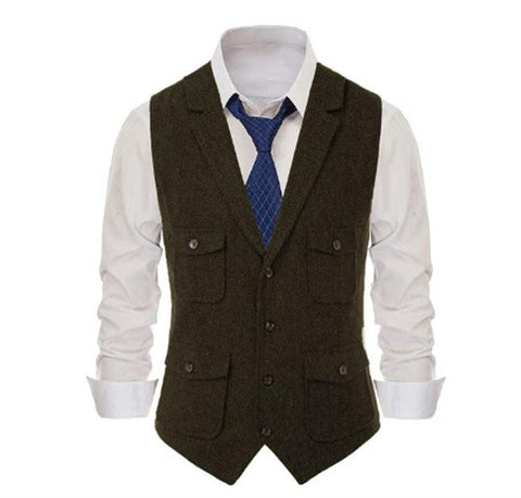 Sleeveless Jackets Herringbone Waistcoat Wedding Suits-MF01273-Veeddydropshipping