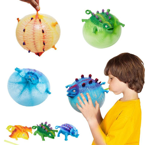 Kids Funny Dinosaur Animals Inflate Vent Balls Toy Squeeze Soft Ball-TB01512-Veeddydropshipping