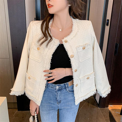Spring Luxury Vintage Tweed Jackets Women-Veeddydropshipping