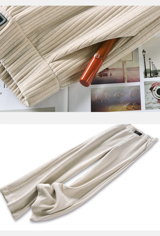 women wide leg pants Plush Length Trousers-WF00620-Veeddydropshipping