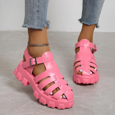 Bottom Roman Womens Sandals Buckle Womens Shoes Non-slip-BS00823-Veeddydropshipping