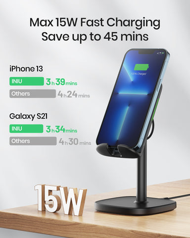 INIU 15W Wireless Charger Phone Stand Adjustable Phone Desk Holder-PA01064-Veeddydropshipping