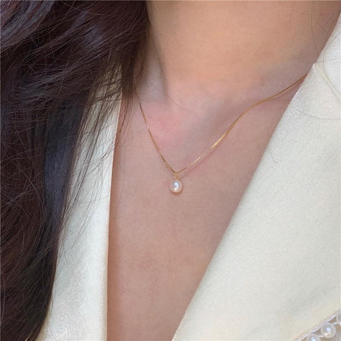 Pearl Pendant Necklaces  14K Gold Plated Jewelry-JW01259-Veeddydropshipping