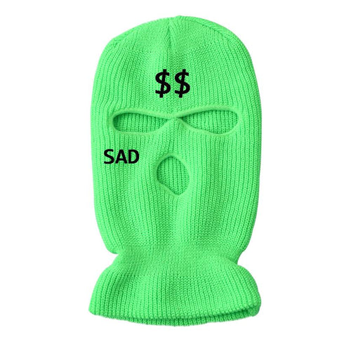 Fashion Women Sad Dollar Embroidery Three-hole Ski Mask-MF00989-Veeddydropshipping