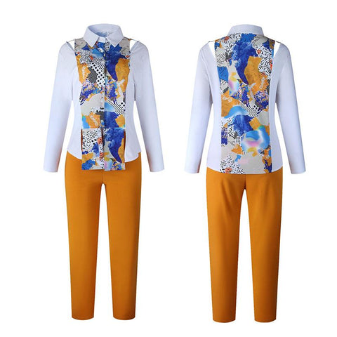 2 Piece Set Women Slim Sleeve Prints-WF01689-Veeddydropshipping