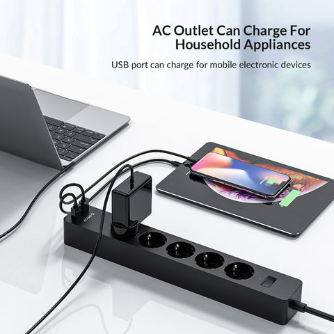 Electronic Socket Power Strip Socket 3AC 5 AC Outlet With 2 USB Port Smart EU-CE00107-Veeddydropshipping