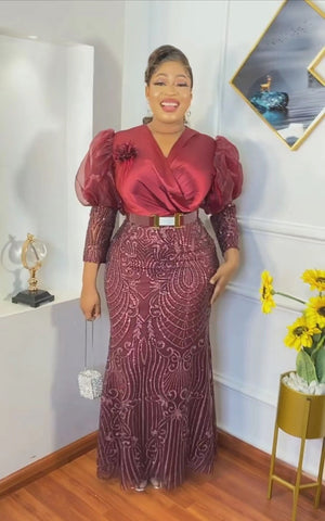 Plus Size  African Maxi Dresses Women-WF01501-Veeddydropshipping