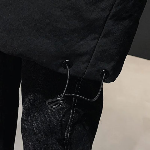 Fur Collar Windbreaker Down Coat Thick Black Coat-Veeddydropshipping