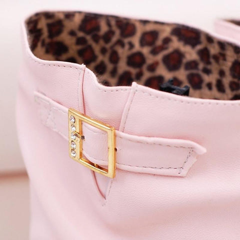 High Heeled Boots Women Round Toe Knee Booty Winter-BS00956-Veeddydropshipping