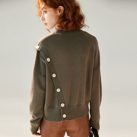 Women Sweaters Pullover Single-breasted Design Knitwears -WF00086-Veeddydropshipping