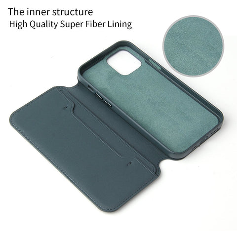 Apply to IPHONE 12 half original leather clamshell card holder electroplated-PA00186-Veeddydropshipping
