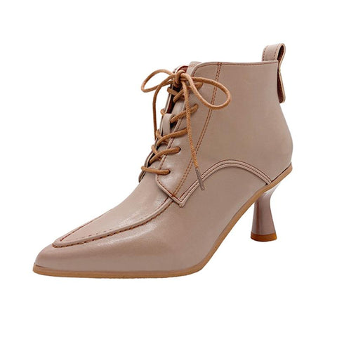 Lace Up Boots Sexy Pointed High Heels Autumn Winter-BS01044-Veeddydropshipping