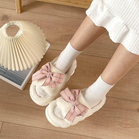 House Fur Slippers Open-Toe Bedroom Cute Big-BS01203-Veeddydropshipping