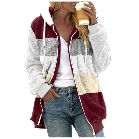 Plus Size Women Warm Plush Jackets Loose Fleece Coats-Veeddydropshipping