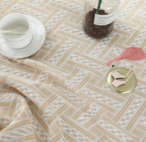 Franch Style Round Cotton Linen Quality Table Cover-HA00418-Veeddydropshipping
