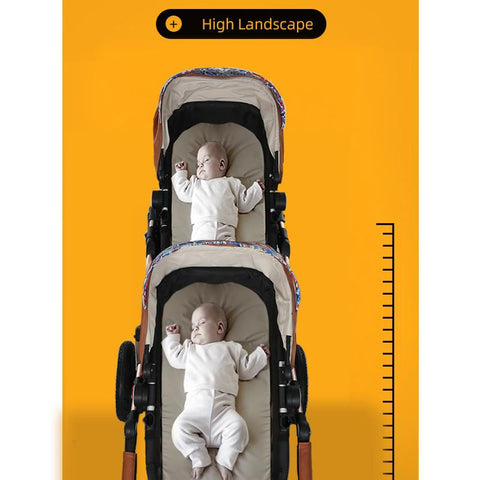 2023New Luxury twins baby stroller,aluminum frame PU leather twin pram-TB00385-Veeddydropshipping