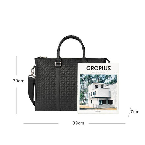 Business Men&#39;s Briefcase Male Shoulder Bag Real Leather Matte Men-BS00478-Veeddydropshipping