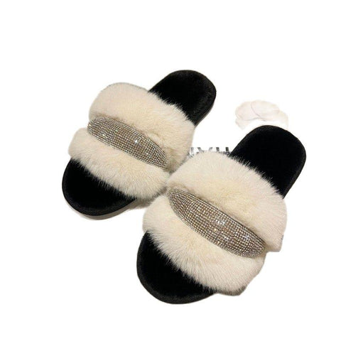 House Shoes For Faux plush Non-Slip Warm Slippers Women-BS01289-Veeddydropshipping