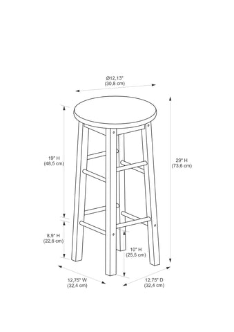 Round Solid Wood Bar Stool-HA01727-Veeddydropshipping