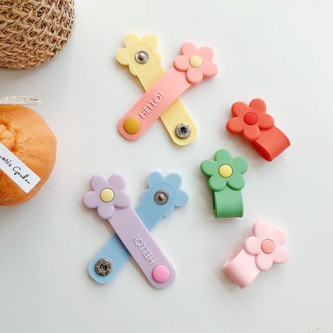 For Phone USB Line Buckle Cute Silicone Flower Cable Organizer Winder Wire Protector Cable-PA00877-Veeddydropshipping