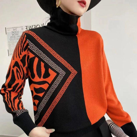 Female Clothing Vintage Geometric Patchwork Sweaters-WF00096-Veeddydropshipping