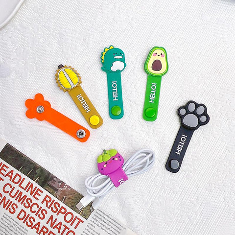 Cartoon Data Cable Earphone Cable Winder Cute Cartoon Button Management Line-PA00898-Veeddydropshipping