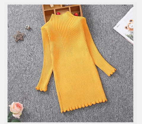Teens Vestidos Kids Girls Long Sleeve Knit Dress-Veeddydropshipping