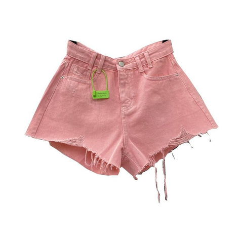 Women Denim Shorts High Waist Jeans-WF00613-Veeddydropshipping