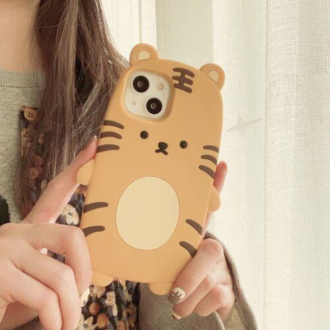 3D Cartoon Cute Tiger Silicone Case for iPhone 13 Pro Max 12 11 XR SE XS 7 8Plus-PA00163-Veeddydropshipping