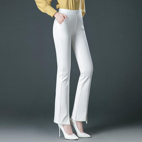 Women Elasticity Bell Bottom Pants High Waist Flare Pants-WF00485-Veeddydropshipping