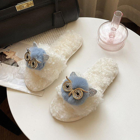 Cotton Slippers Cute Owl Decoration Comfortable Slippers-BS01304-Veeddydropshipping