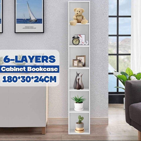 Tower Tall Slim Bookcase Bookshelves Storage Shelves -HA01750-Veeddydropshipping
