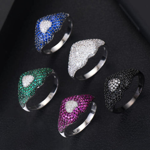 Trendy Stackable Heart Cubic Zircon Chic Ring -JW00432-Veeddydropshipping