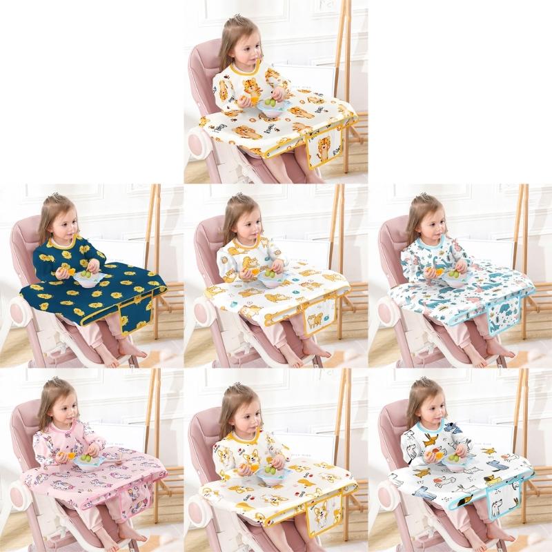 Weaning Bib Attaches &amp; Fully Cover to Baby Highchair Long Sleeves-Veeddydropshipping-1