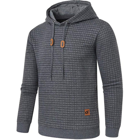 2023 Men Hoodies Long Sleeve Plaid Jacquard Pullover Drawstring Solid Tracksuit-TB01315-Veeddydropshipping
