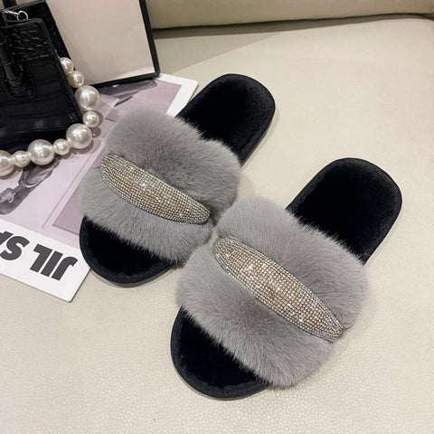 House Shoes For Faux plush Non-Slip Warm Slippers Women-BS01289-Veeddydropshipping