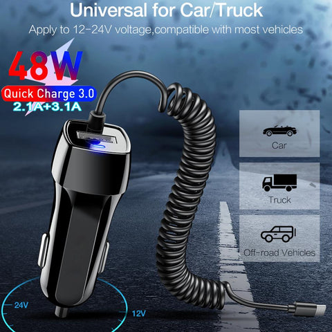 48W USB Car Charger QC3.0 5V Typec usb devices-PA01140-Veeddydropshipping