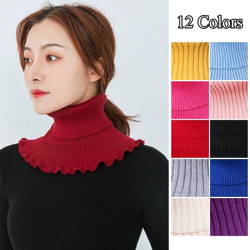 Warm Knitted Fake Collar Woolen Women Turtleneck-WF01131-Veeddydropshipping