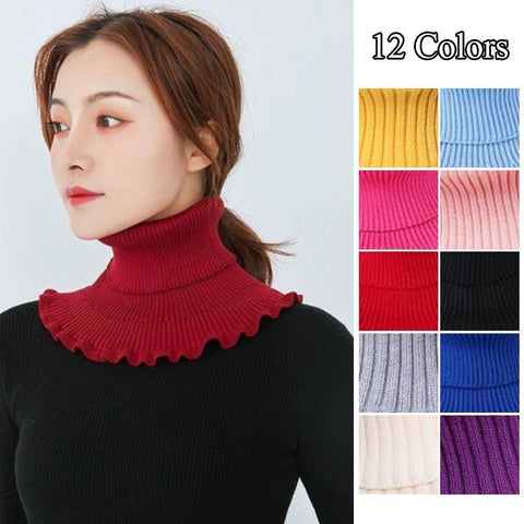 Warm Knitted Fake Collar Woolen Women Turtleneck-WF01131-Veeddydropshipping