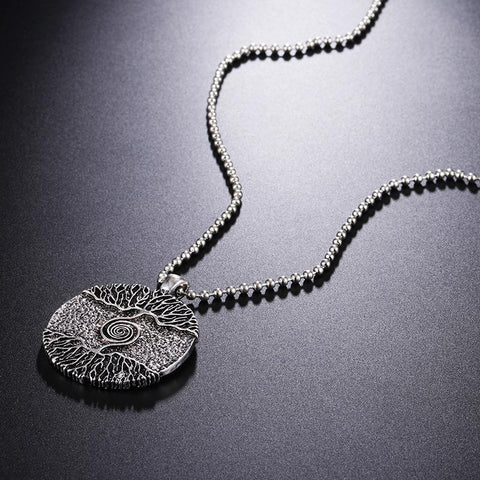 Vikings Amulet Tree of Life Round Big Pendant Necklace-JW01290-Veeddydropshipping
