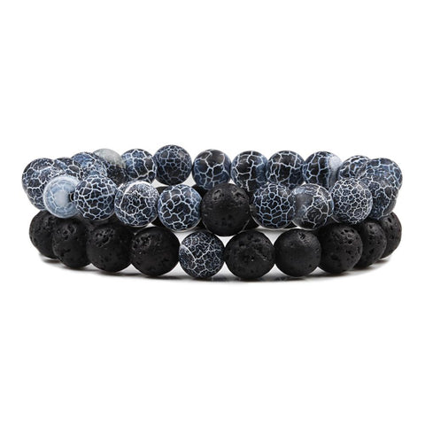 1-2PCS Beaded Bracelets Bangles Set Natural Lava Stone-JW00924-Veeddydropshipping