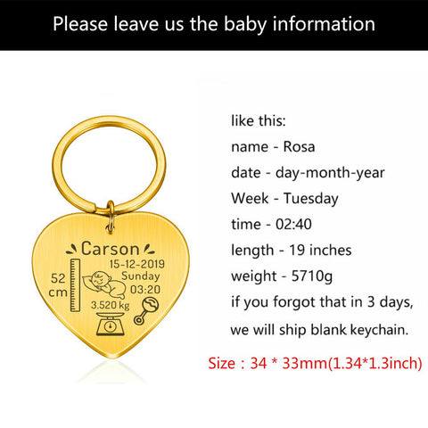 Baby Keychain Customized New Baby Data Statistics Fashion Bag Charm-TB00826-Veeddydropshipping