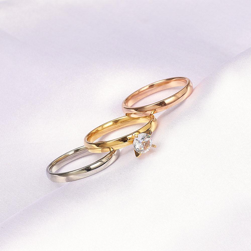 Bulk Job CZ Crystal Stainless Steel Gold Ring  -JW00427-Veeddydropshipping
