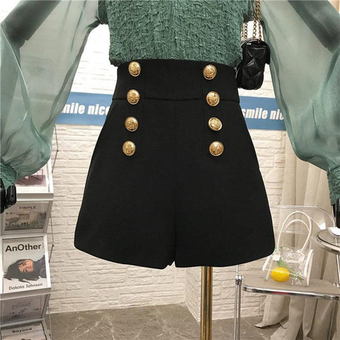 Women High Waist A-Line Wide Leg Shorts-WF00627-Veeddydropshipping