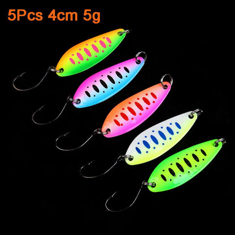 5PCS/Lot 4cm 5g Fishing Bait Fishing Metal Spoon Lure Bait For Trout Bass Spoons Small-OS00461-Veeddydropshipping