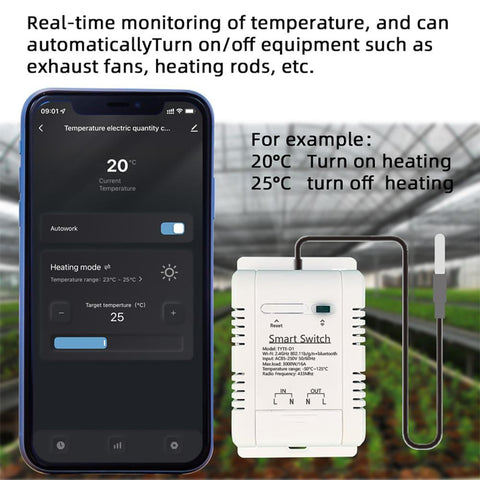 Tuya Smart Switch WiFi Switch Wireless Control Temperature Monitoring-TI01009-Veeddydropshipping
