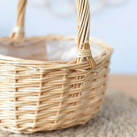 Small Handmade Rattan Flower Basket With Handle-HA00945-Veeddydropshipping
