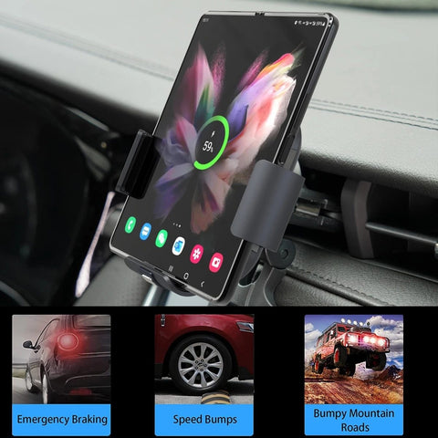 15W Car Wireless Charger Dual Coil Phone Holder For Samsung Galaxy-PA01068-Veeddydropshipping