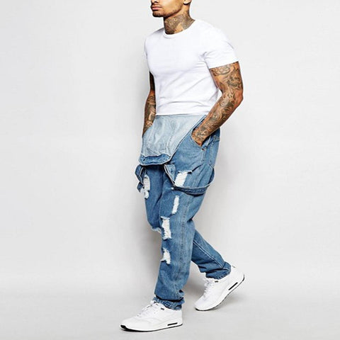 Fashion Full Length Suspender Pants Homme Jeans-MF00609-Veeddydropshipping