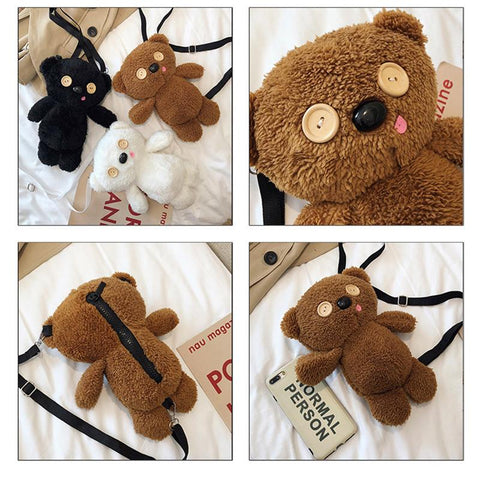 NEW Button Bear Baby Plush Backpack Children's Plush Bear Toy Bag-TB00026-Veeddydropshipping